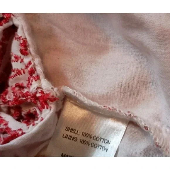 Lovers + Friends Red White Embroidered Eyelet Crop Top Boho V Neck Revolve NWT L - Picture 8 of 11